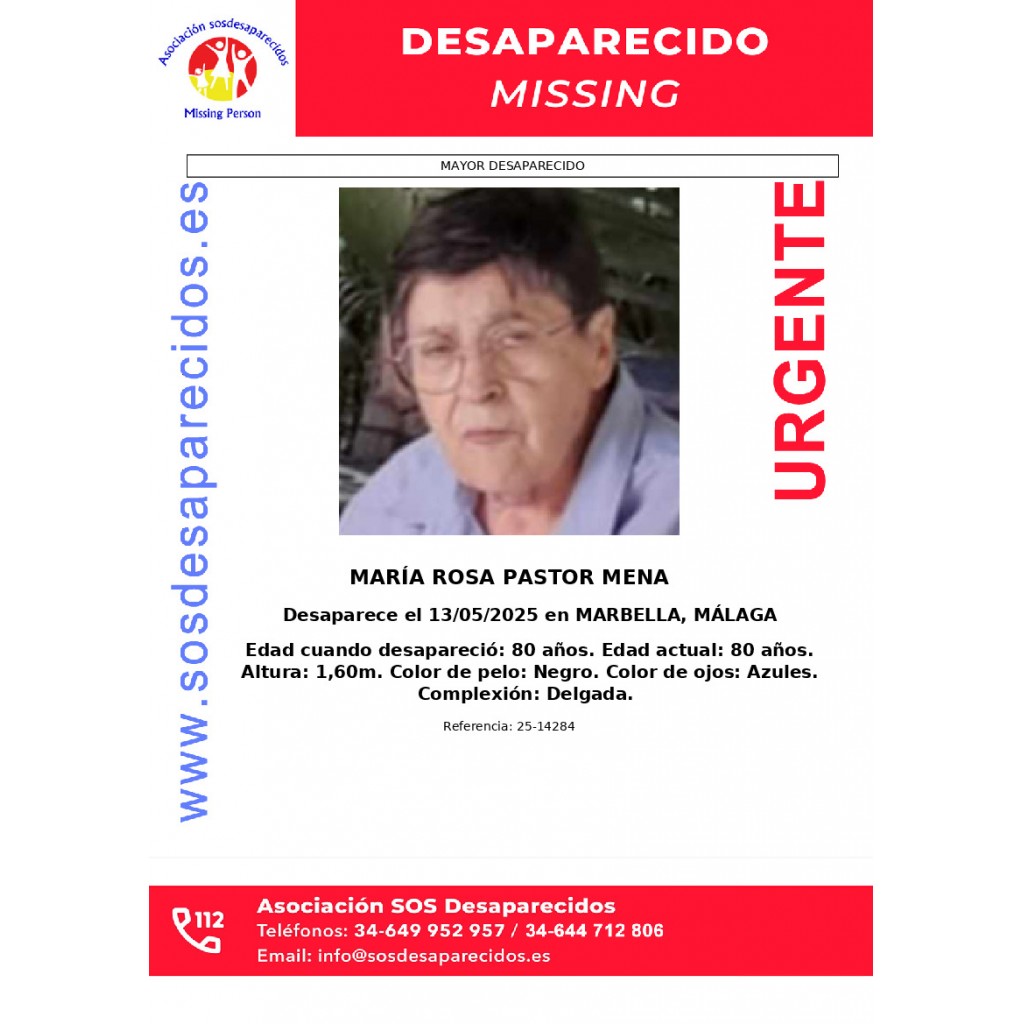 MARÍA ROSA PASTOR MENA – SOS Desaparecidos